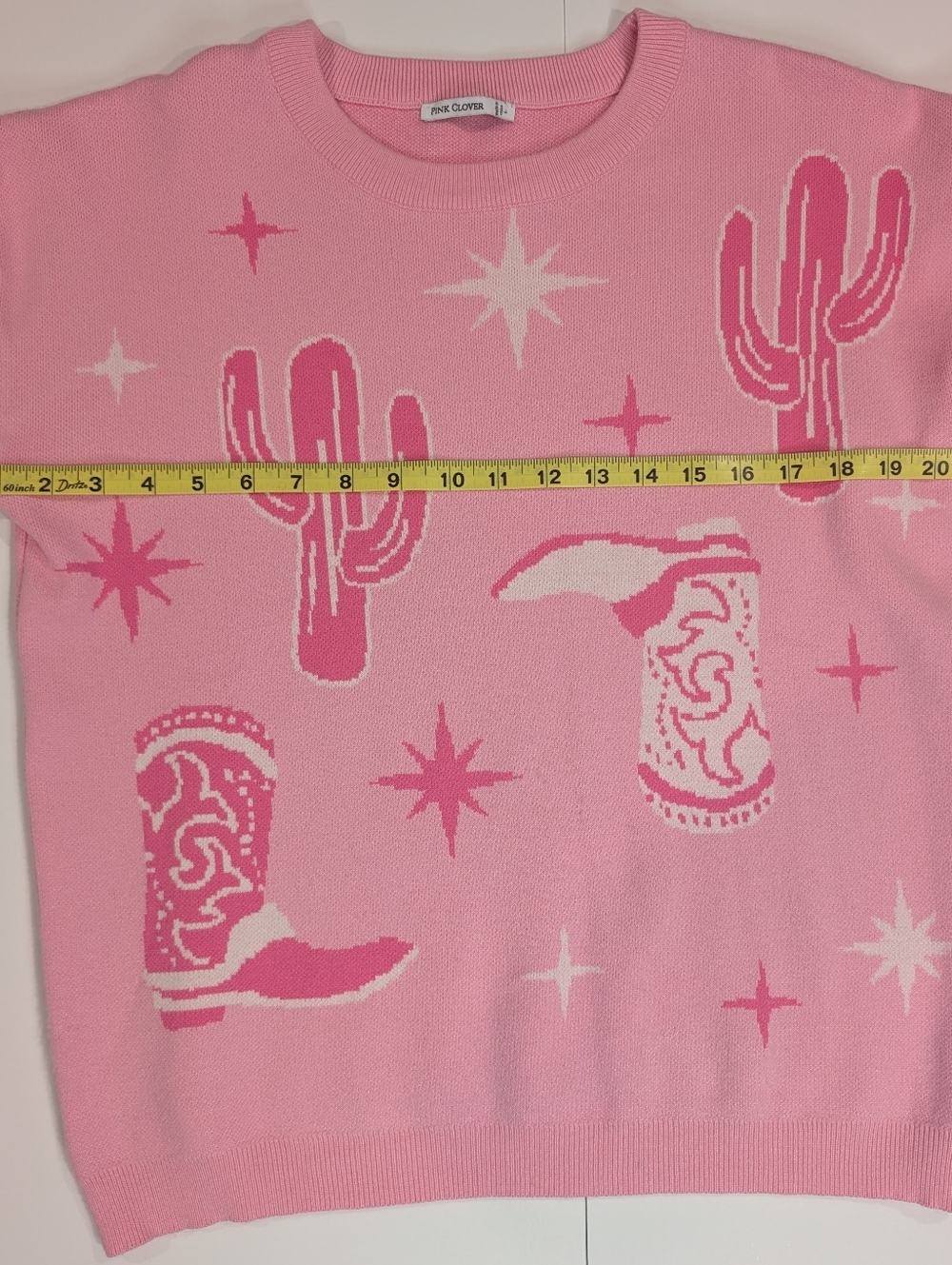 Pink Clover Western Sweater Women Size L Pink Cactus Cowboy Boot Graphic Knit - Picture 3 of 6